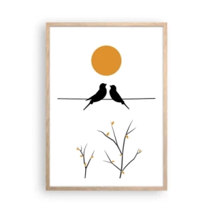 Plagát v ráme zo svetlého duba - Slávičí večer - 50x70 cm