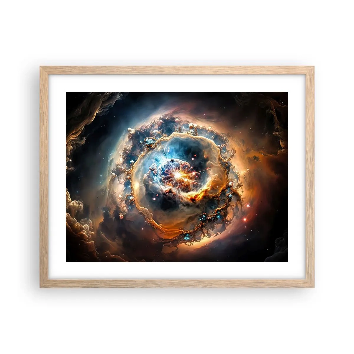 Plagát v ráme zo svetlého duba - Začiatok - 50x40 cm