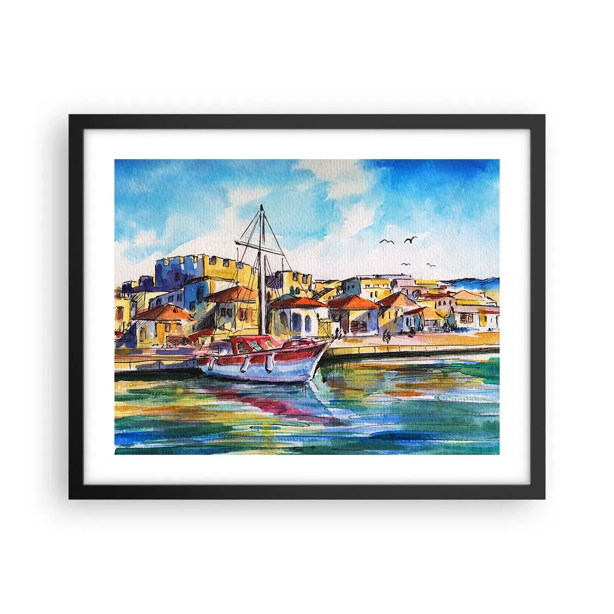 Plagát v čiernom ráme - Dúhové popoludnie - 50x40 cm