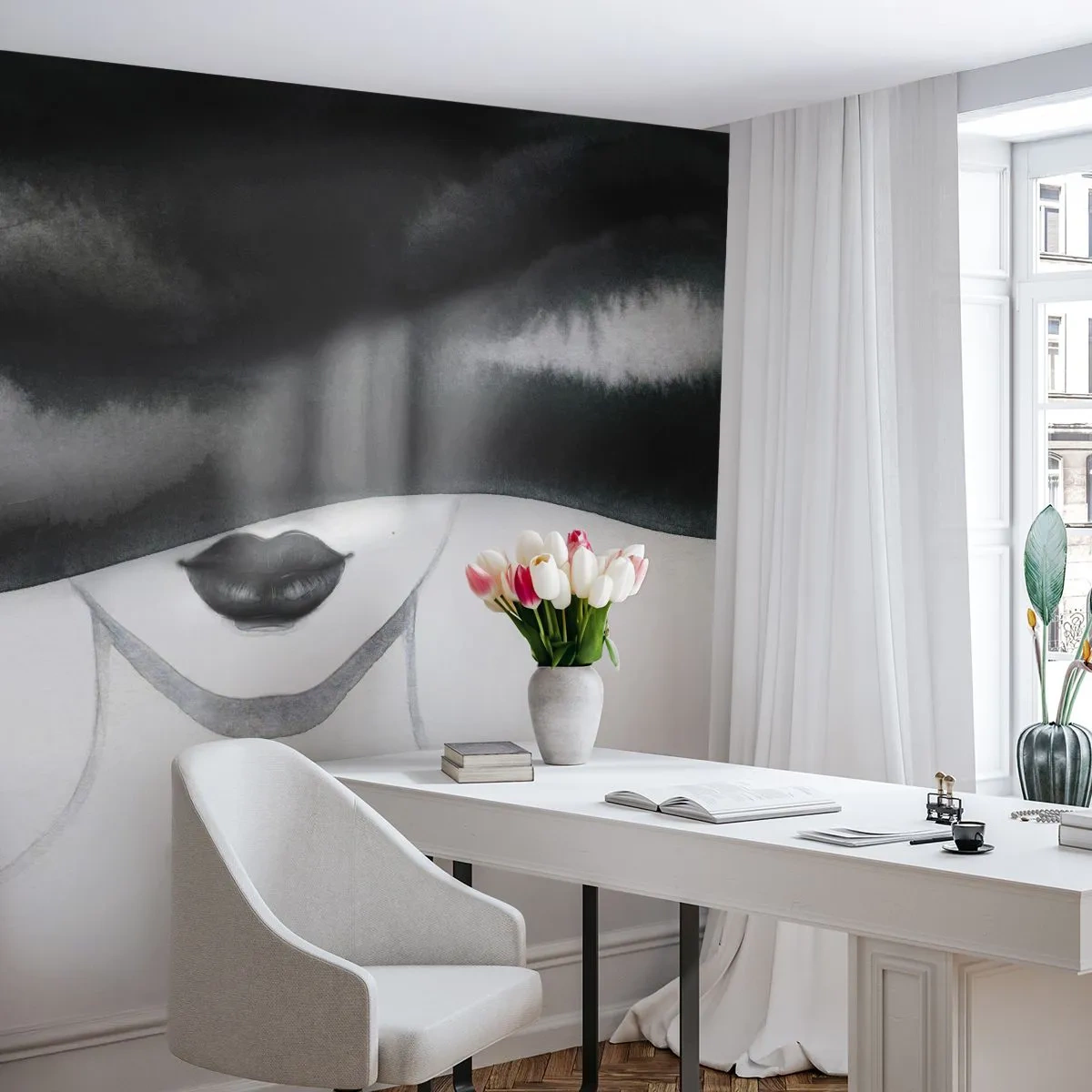 Fototapeta Standard Eco - Zmyselná záhada - Žena V Klobúku, Model, Čierna a biela - 150x105 cm