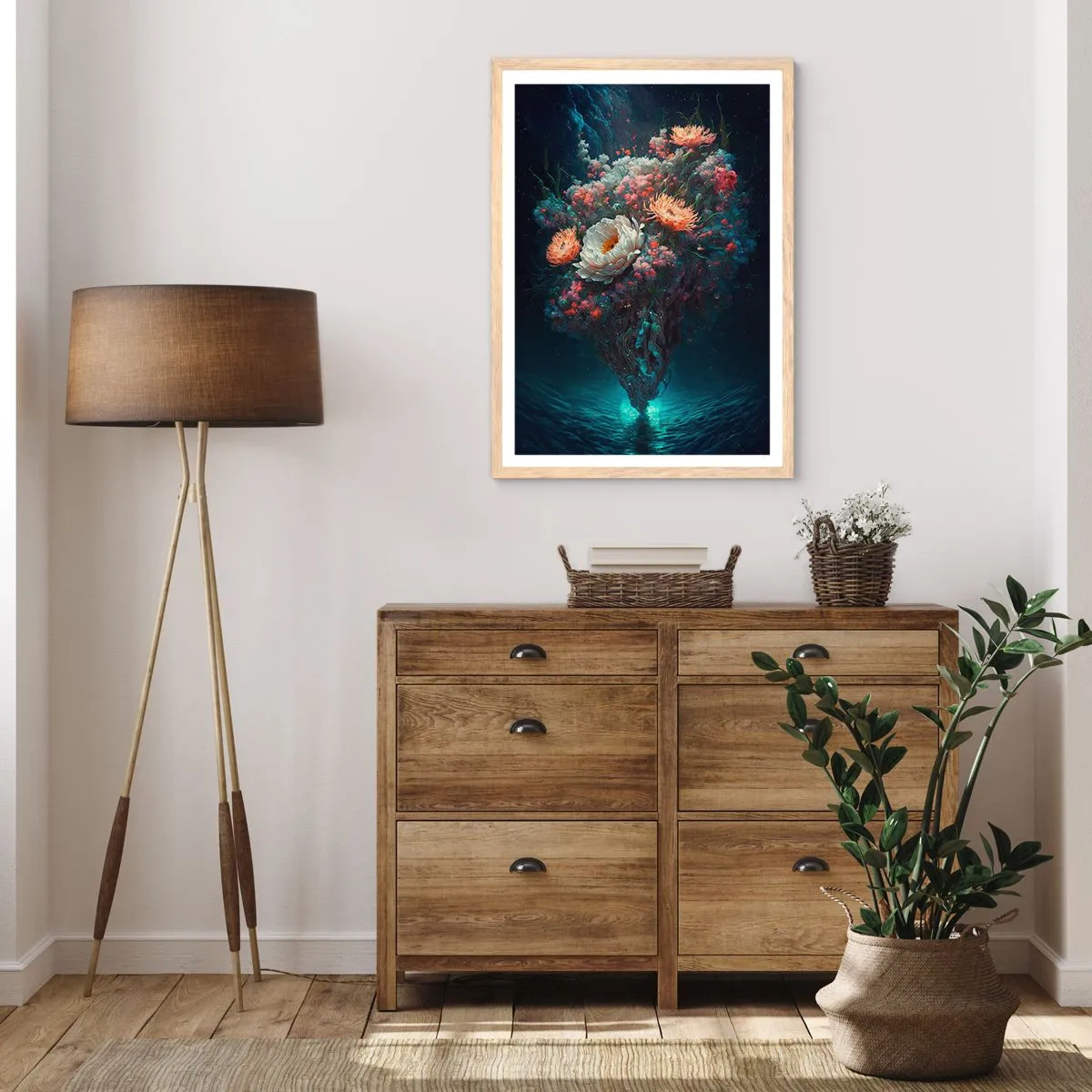 Plagát v ráme zo svetlého duba - Podivná záhrada - 61x91 cm