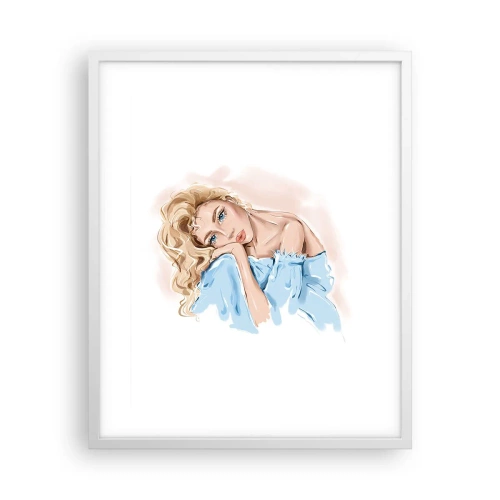 Plagát v bielom ráme - Zasnená v modrej - 40x50 cm