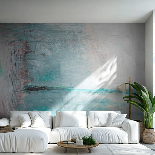 Fototapeta Standard Eco - Abstraktná krajina v odtieňoch modrej a sivej - 100x70cm - Horizontálne v modrej - Moderná nástenná dekorácia do obývacej izby a spálne ARTTOR