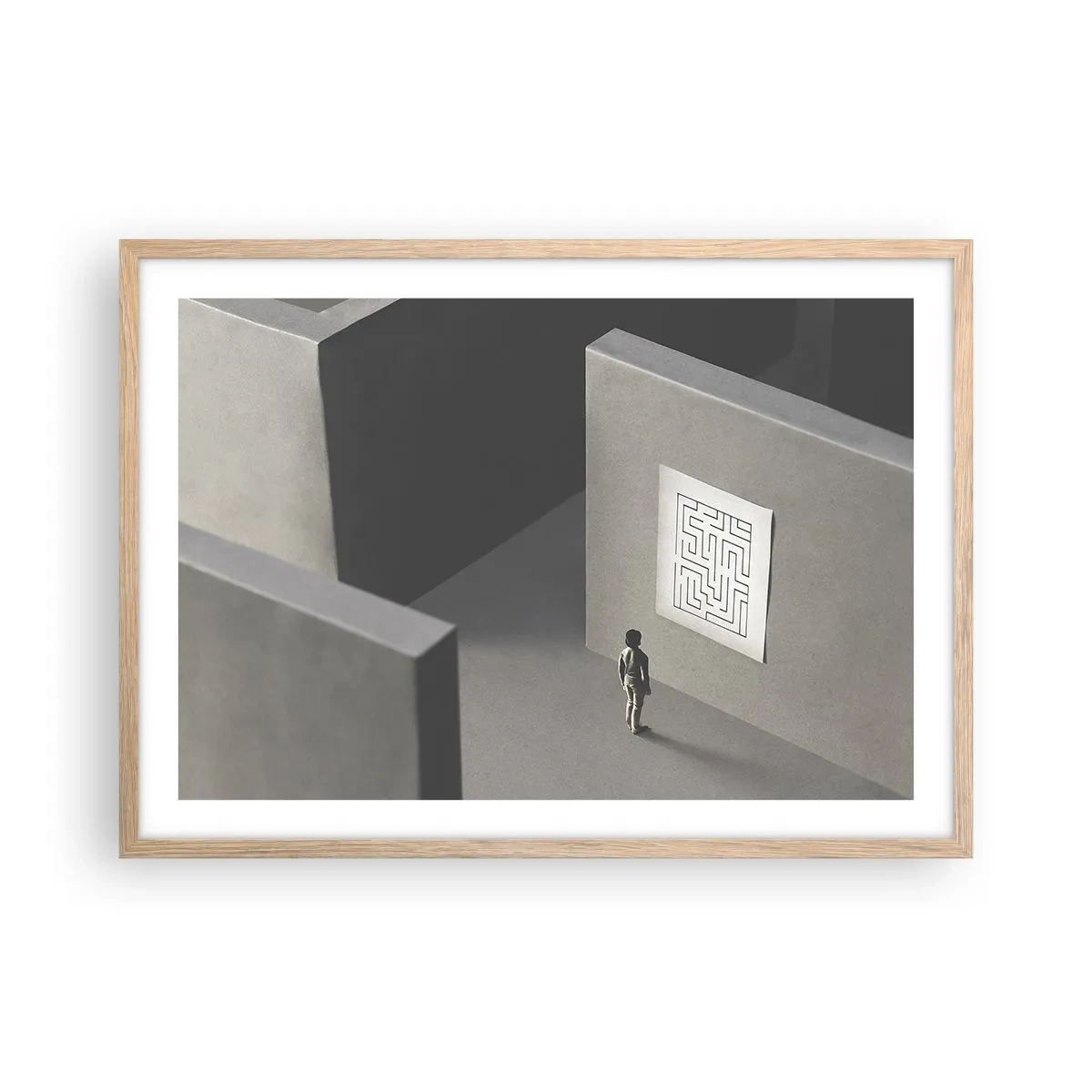 Plagát v ráme zo svetlého duba - Kde to ale som? - 70x50 cm