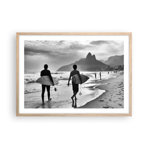 Plagát v ráme zo svetlého duba - Samba na jednu vlnu - 70x50 cm