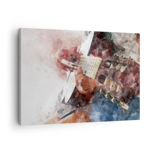 Obraz na plátne - Umelecké spracovanie gitary v akvarelovom štýle - 70x50cm - Čo si o tom myslíš? - Moderná nástenná dekorácia do obývacej izby a spálne ARTTOR