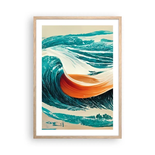 Plagát v ráme zo svetlého duba - Surferov sen - 50x70 cm