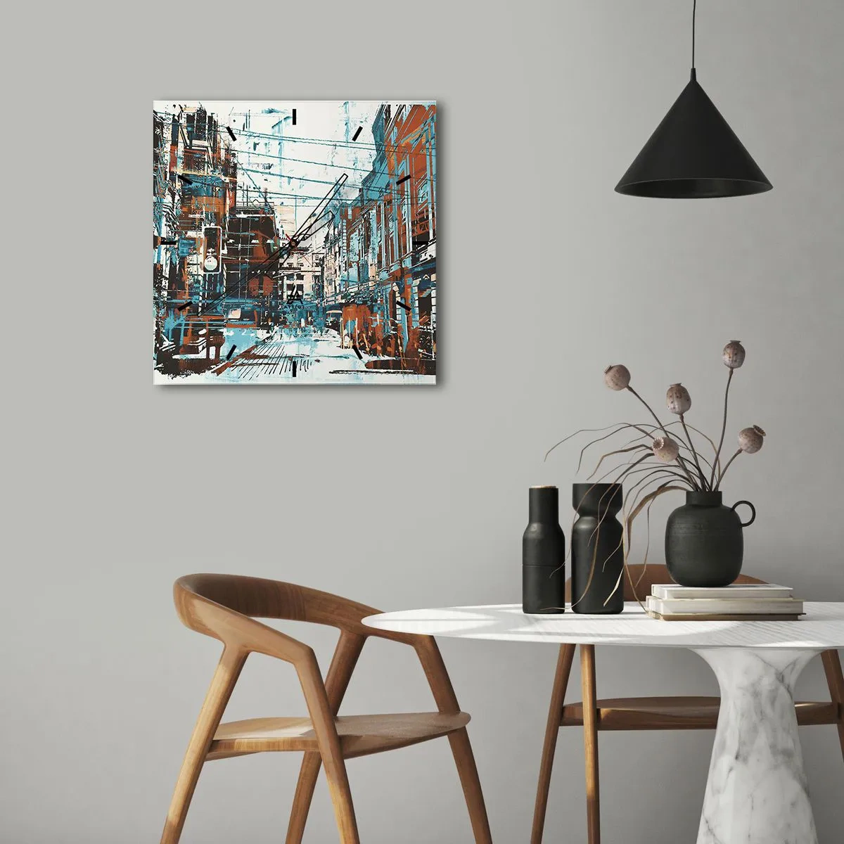 Nástenné hodiny - Zdolaný mestský chodník - 30x30 cm