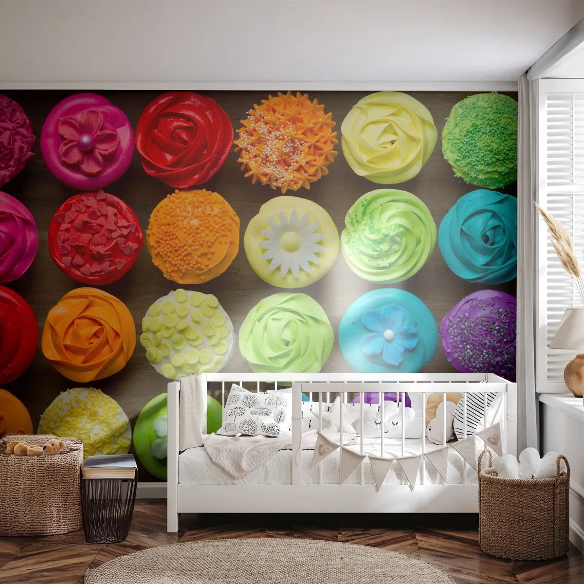 Samolepiaca Fototapeta Deluxe Sticker - Každé iné - všetky skvelé - Gastronómia, farebné koláčiky, 3D - 250x175 cm