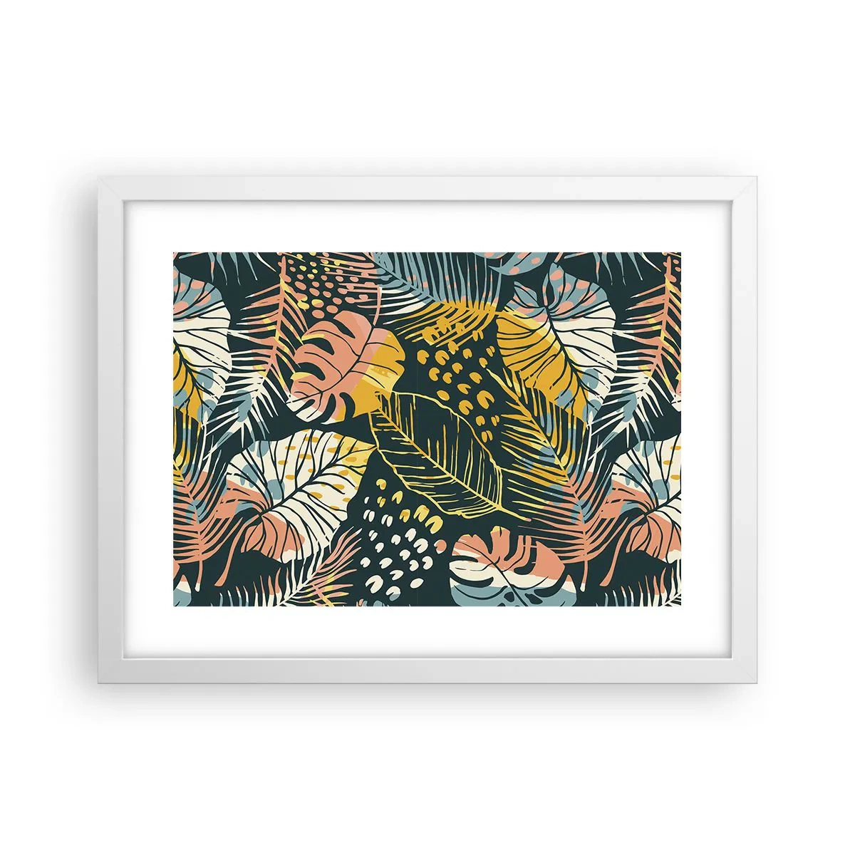 Plagát v bielom ráme - Listová fantázia - 40x30 cm