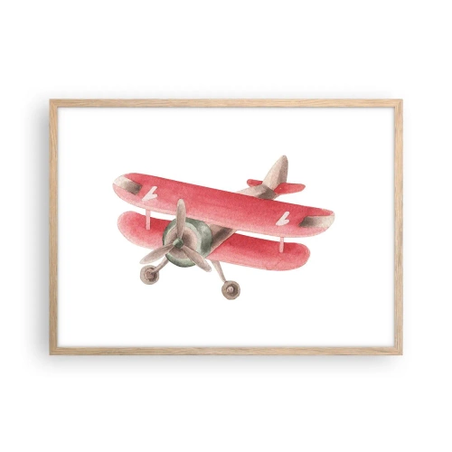 Plagát v ráme zo svetlého duba - Pripravený na vysoký let - 70x50 cm