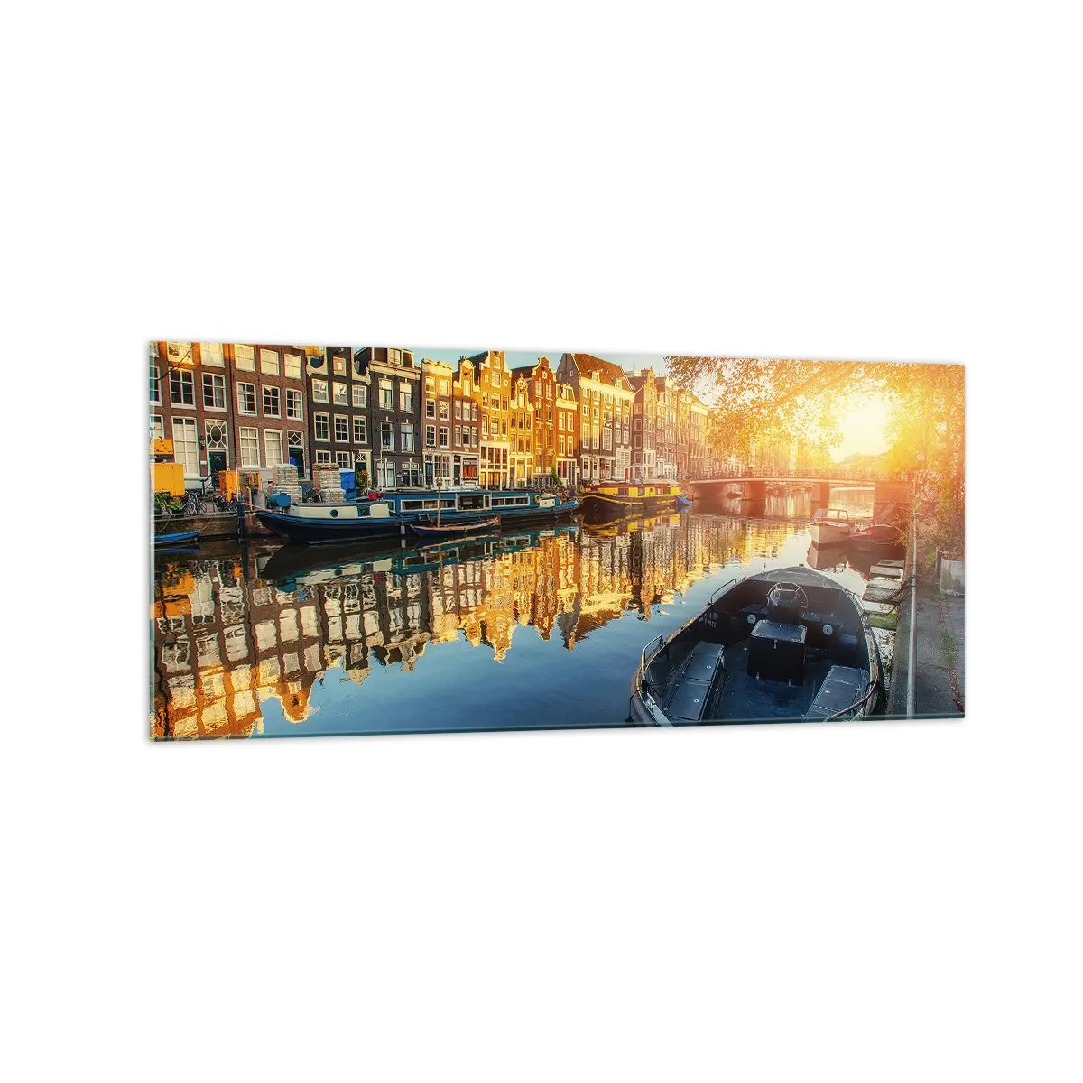 Obraz na skle - Ráno v Amsterdame - 120x50 cm