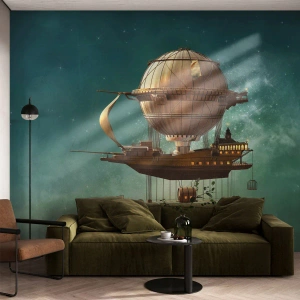Samolepiaca Fototapeta Deluxe Sticker - Julius Verne pozdravuje - Retro, Výlet, Balón - 100x70 cm