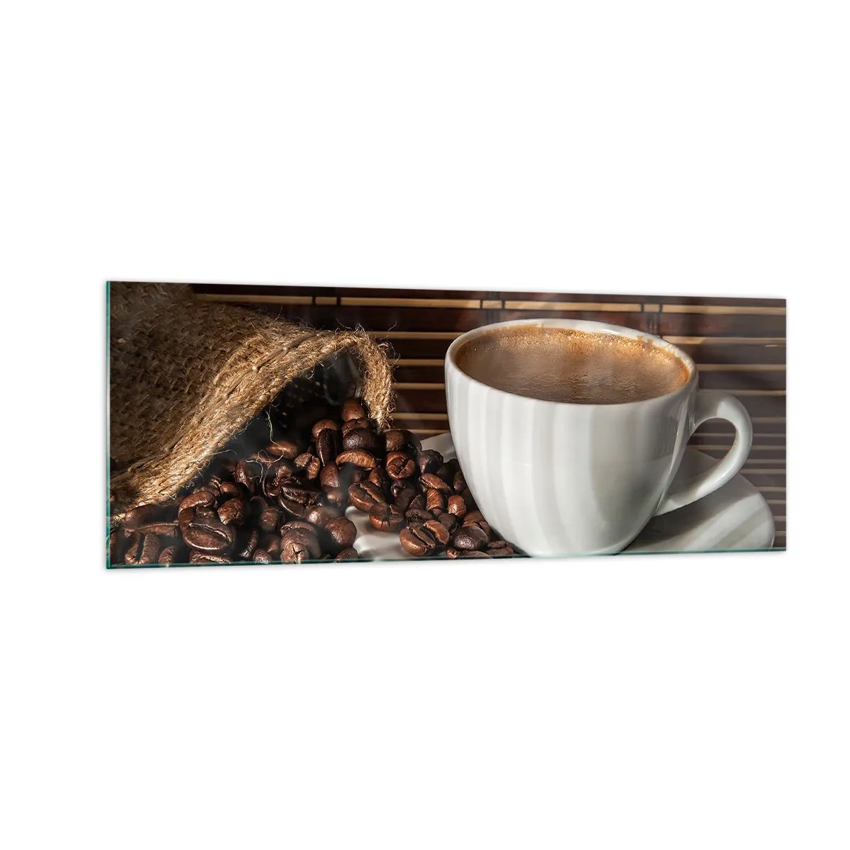 Obraz na skle - Čiernosť uhlia, priezračnosť jantáru - 140x50 cm