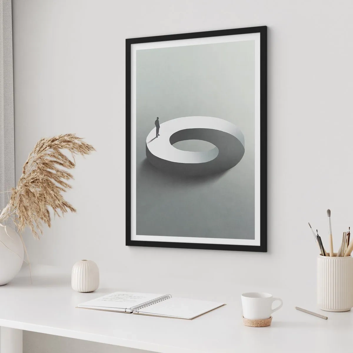 Plagát v čiernom ráme - Minimalistická postava na geometrickej štruktúre - 50x70cm - To pochopíš - Moderná nástenná dekorácia do obývacej izby a spálne ARTTOR