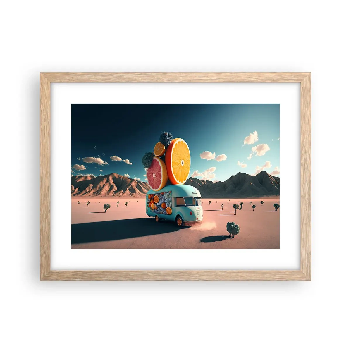 Plagát v ráme zo svetlého duba - Chuť prázdnin - 40x30 cm
