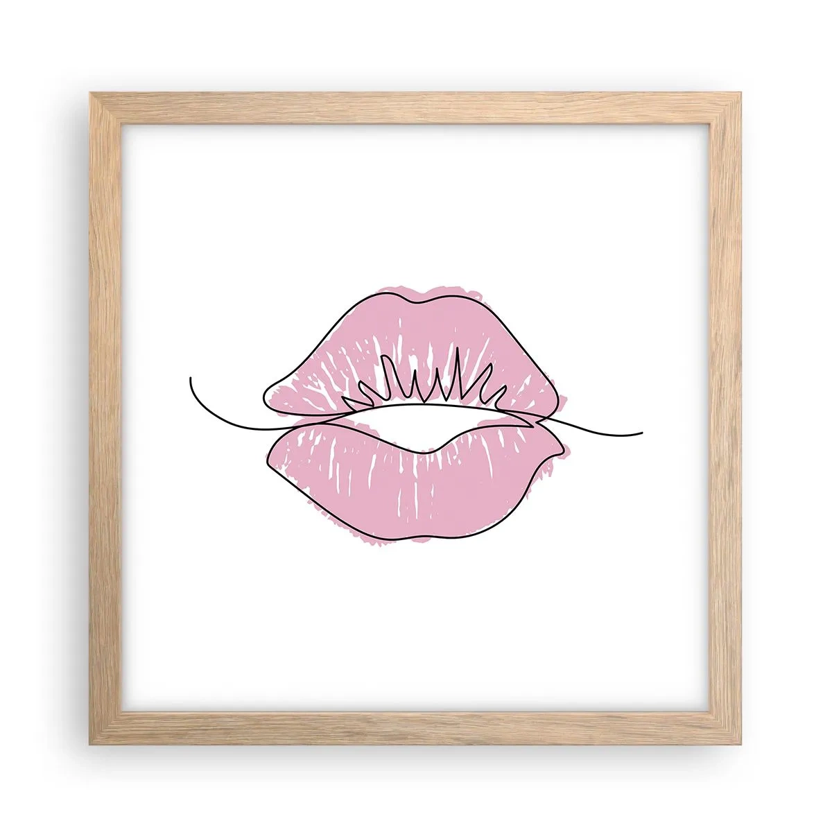 Plagát v ráme zo svetlého duba - Si pripravený na bozk? - 30x30 cm