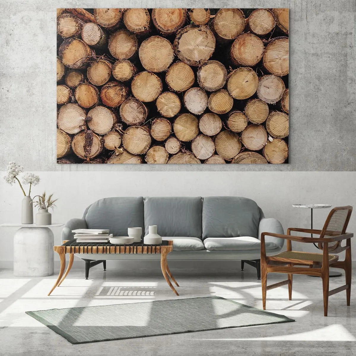 Obraz na skle - Vertikálne usporiadané kmene stromov s viditeľnými letokruhmi - 70x50cm - Nový začiatok - Moderná nástenná dekorácia do obývacej izby a spálne ARTTOR