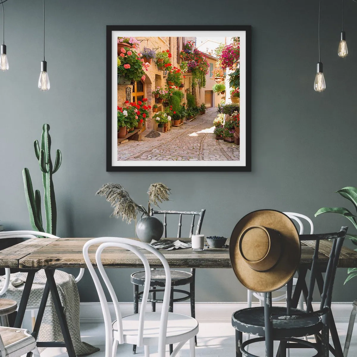 Plagát v čiernom ráme - V záplave kvetov - 60x60 cm