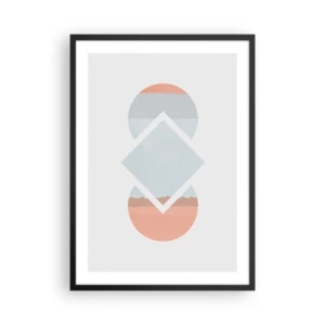 Plagát v čiernom ráme - Abstraktná kompozícia geometrických tvarov a pastelových farieb. - 50x70cm - Situácia je jasná - Moderná nástenná dekorácia do obývacej izby a spálne ARTTOR