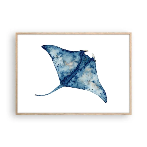 Plagát v ráme zo svetlého duba - Modrý život - 100x70 cm