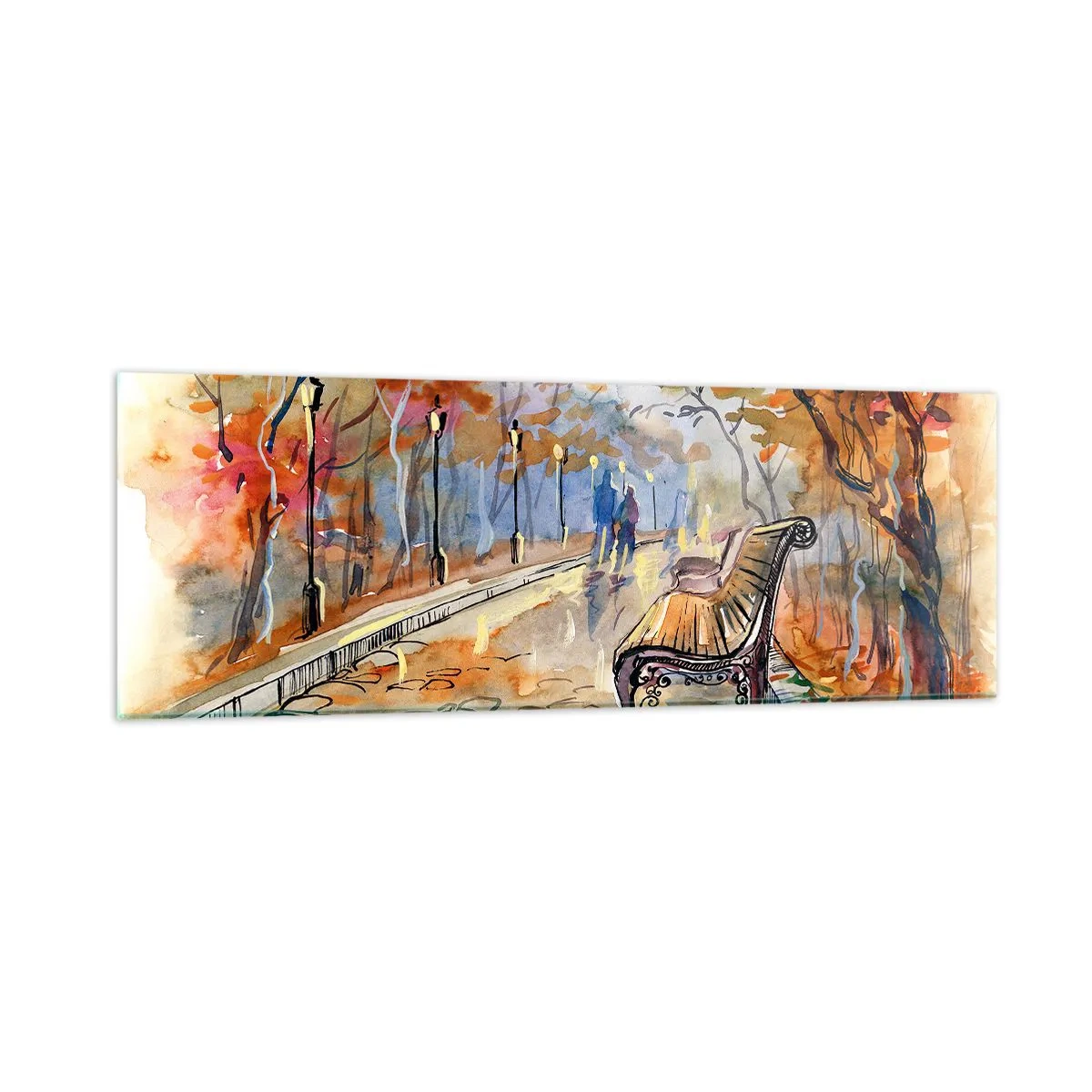 Obraz na skle - Spoločne putovať jeseňou - 90x30 cm