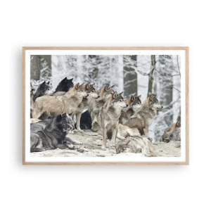 Plagát v ráme zo svetlého duba - Rodina a priatelia - 100x70 cm