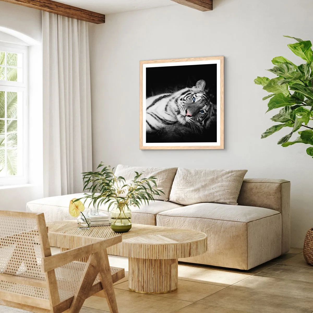 Plagát v ráme zo svetlého duba - Divočina a pokoj - 50x50 cm