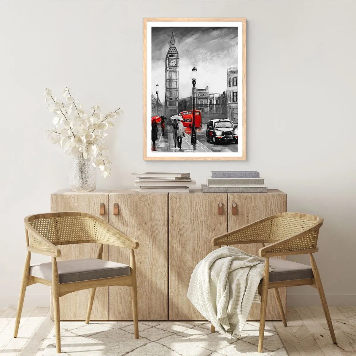 Plagát v ráme zo svetlého duba - Vôbec nie šedé mesto - 70x100 cm