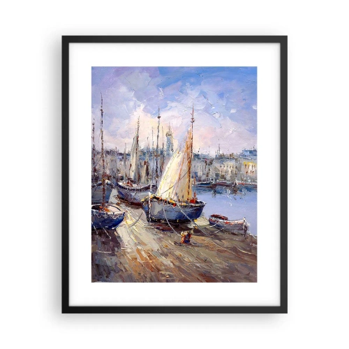 Plagát v čiernom ráme - Mesto pri zálive - 40x50 cm