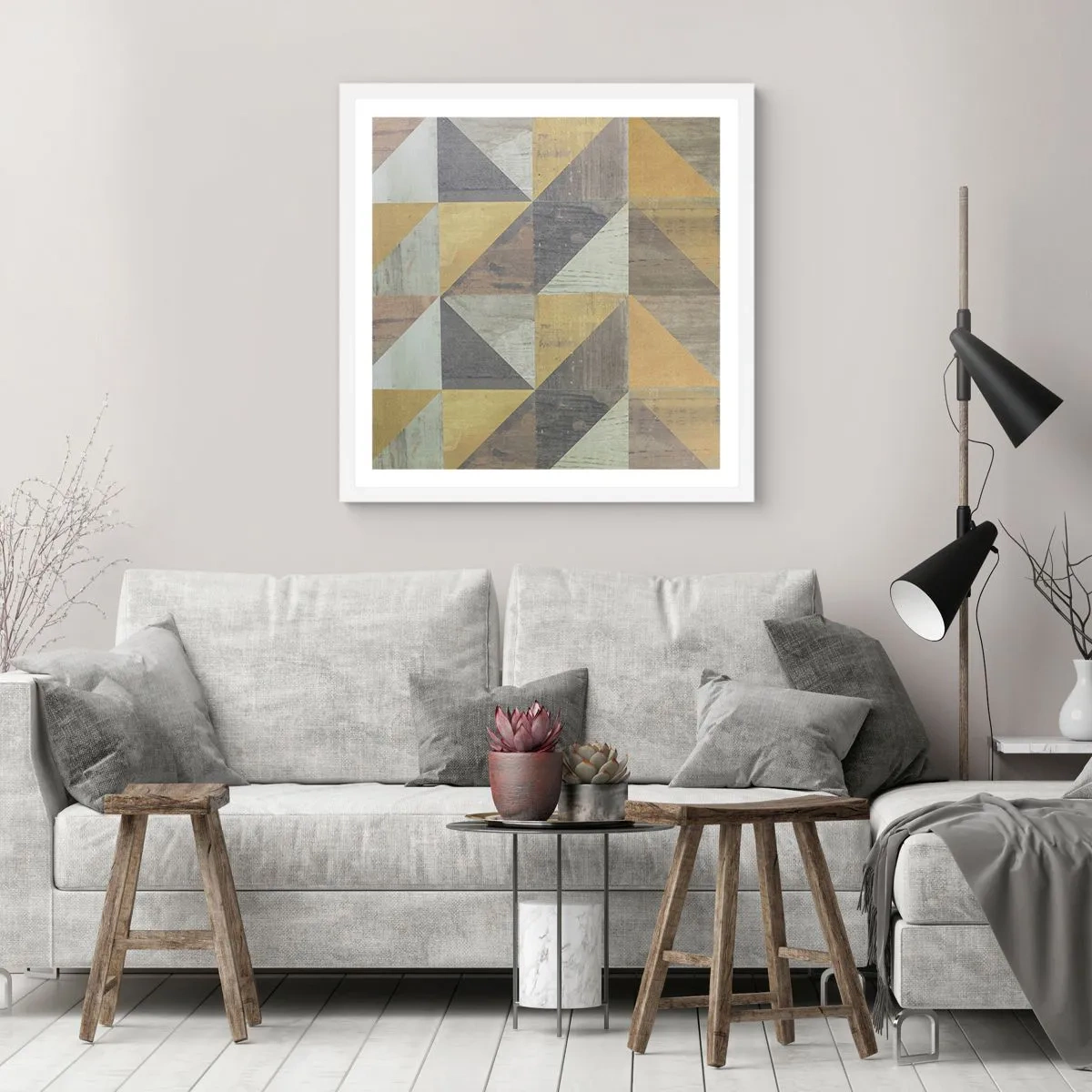 Plagát v bielom ráme - V uhle trojuholníka - 40x40 cm