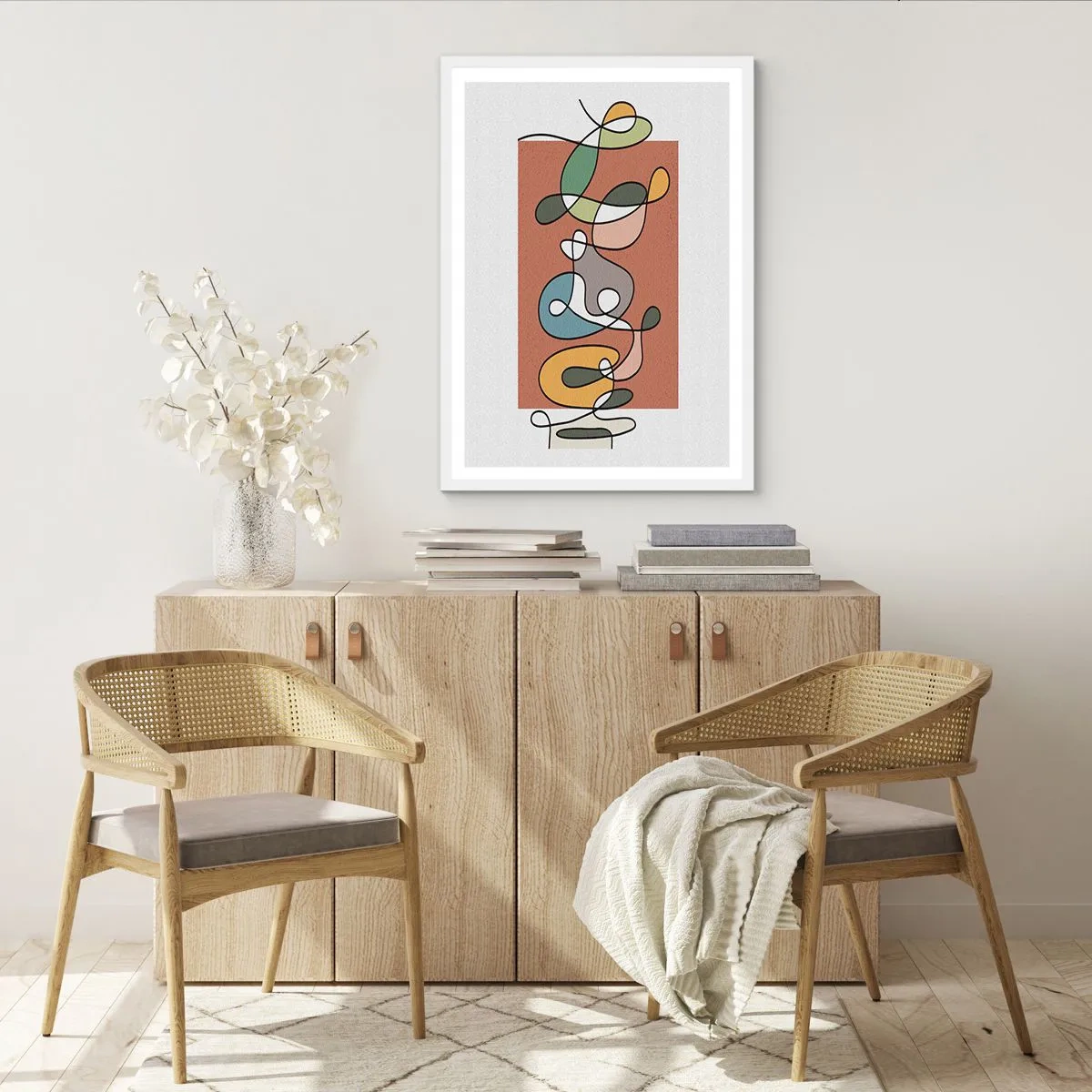 Plagát v bielom ráme - Abstrakcia: farebné vyvádzanie - 50x70 cm