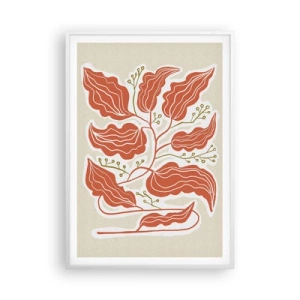 Plagát v bielom ráme - Ľudovo a koralovo - 70x100 cm