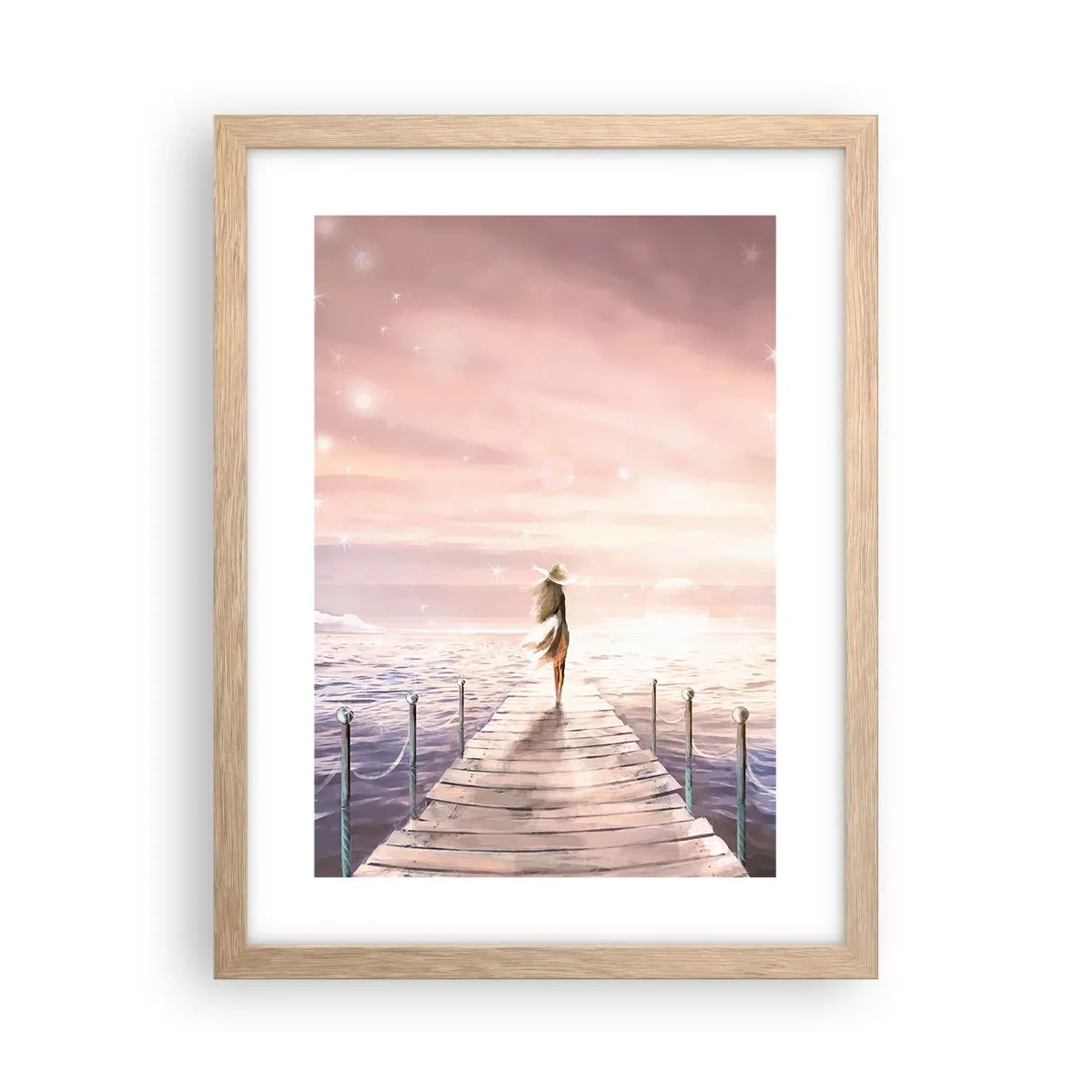 Plagát v ráme zo svetlého duba - Vo svetle sna - 30x40 cm