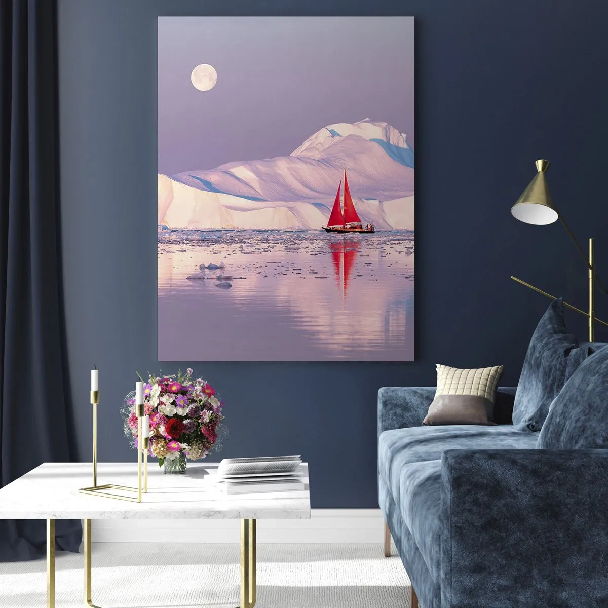 Obraz na skle - Žiar plachty, chlad ľadu - 50x70 cm