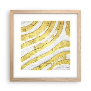 Plagát v ráme zo svetlého duba - Kompozícia v bielej a zlatej - 30x30 cm