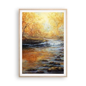 Plagát v ráme zo svetlého duba - Zlatý potok - 70x100 cm