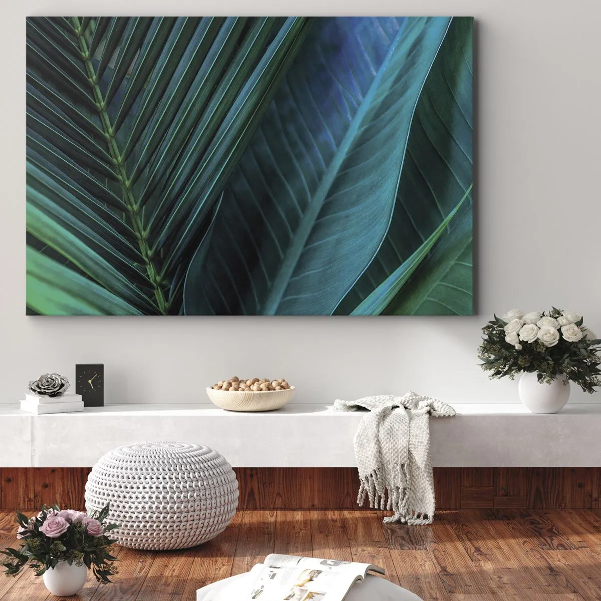 Obraz na plátne - Detailný záber tropických zelených listov - 70x50cm - Anatómia zelene - Moderná nástenná dekorácia do obývacej izby a spálne ARTTOR