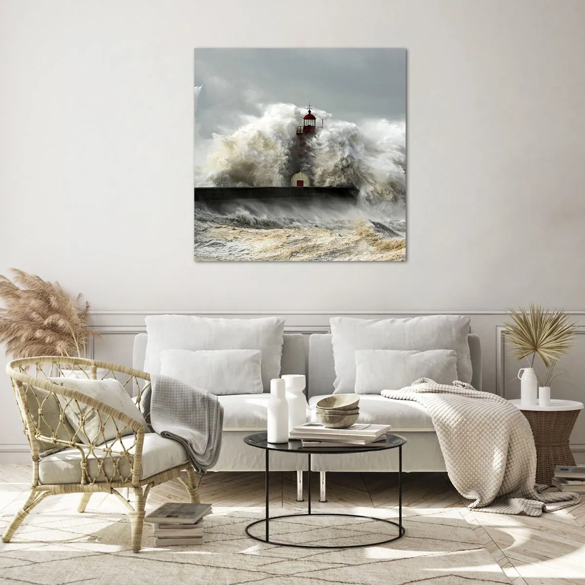 Obraz na skle - Hnev oceánu - 60x60 cm