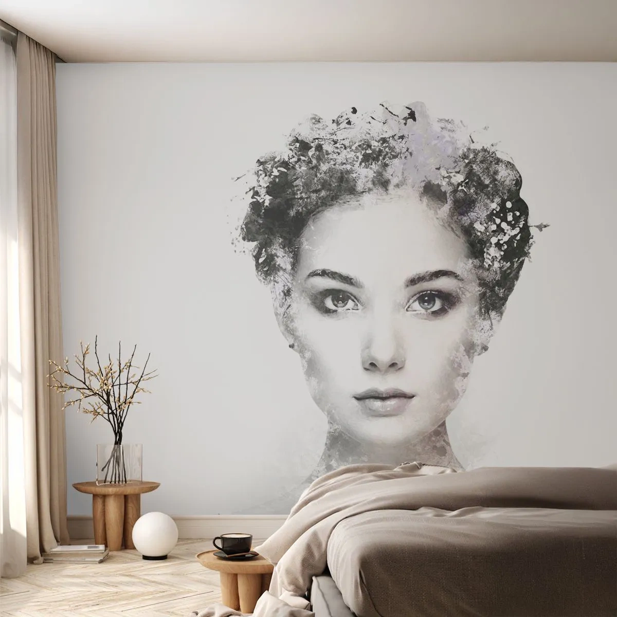 Fototapeta Premium Sand - Veľmi štýlový portrét - Ženská tvár, Žena, Abstrakcia - 350x256 cm
