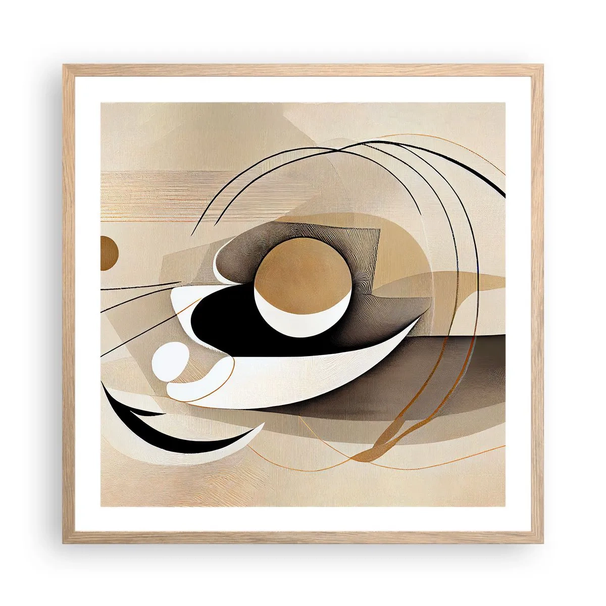 Plagát v ráme zo svetlého duba - Kompozícia: podstata vecí - 60x60 cm