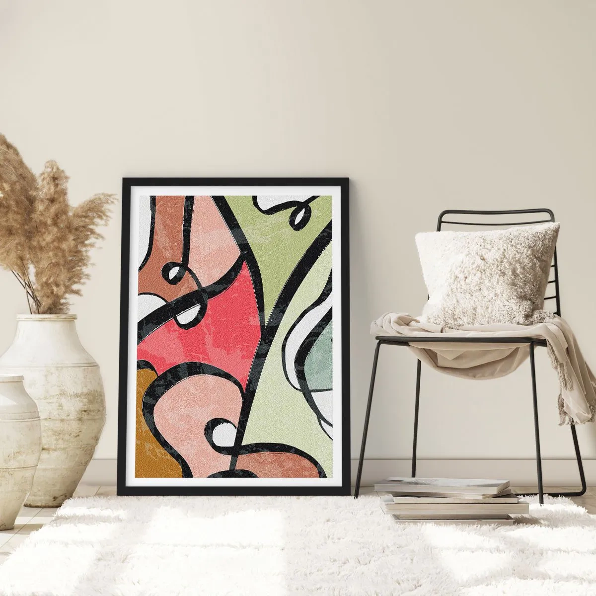Plagát v čiernom ráme - Piruety uprostred farieb - 50x70 cm