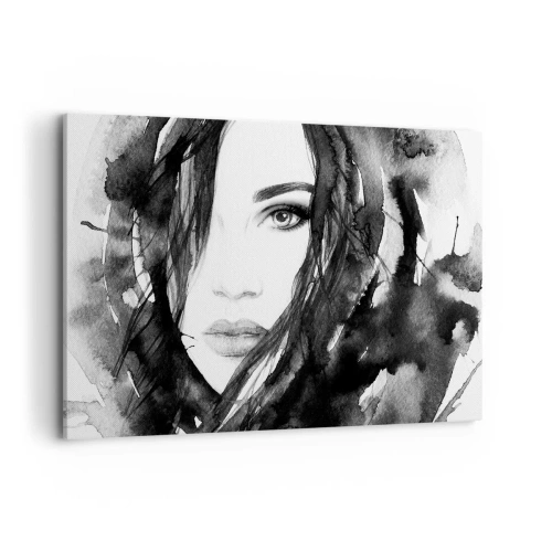Obraz na plátne - Portrét dámy v čiernej a bielej - 120x80 cm