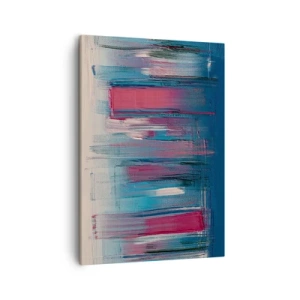 Obraz na plátne - Vertikálna kompozícia v modrej a červenej - 50x70 cm