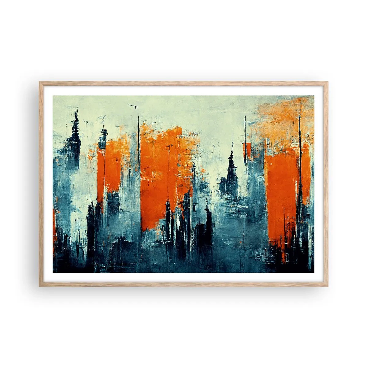 Plagát v ráme zo svetlého duba - Moderná krajina - 100x70 cm