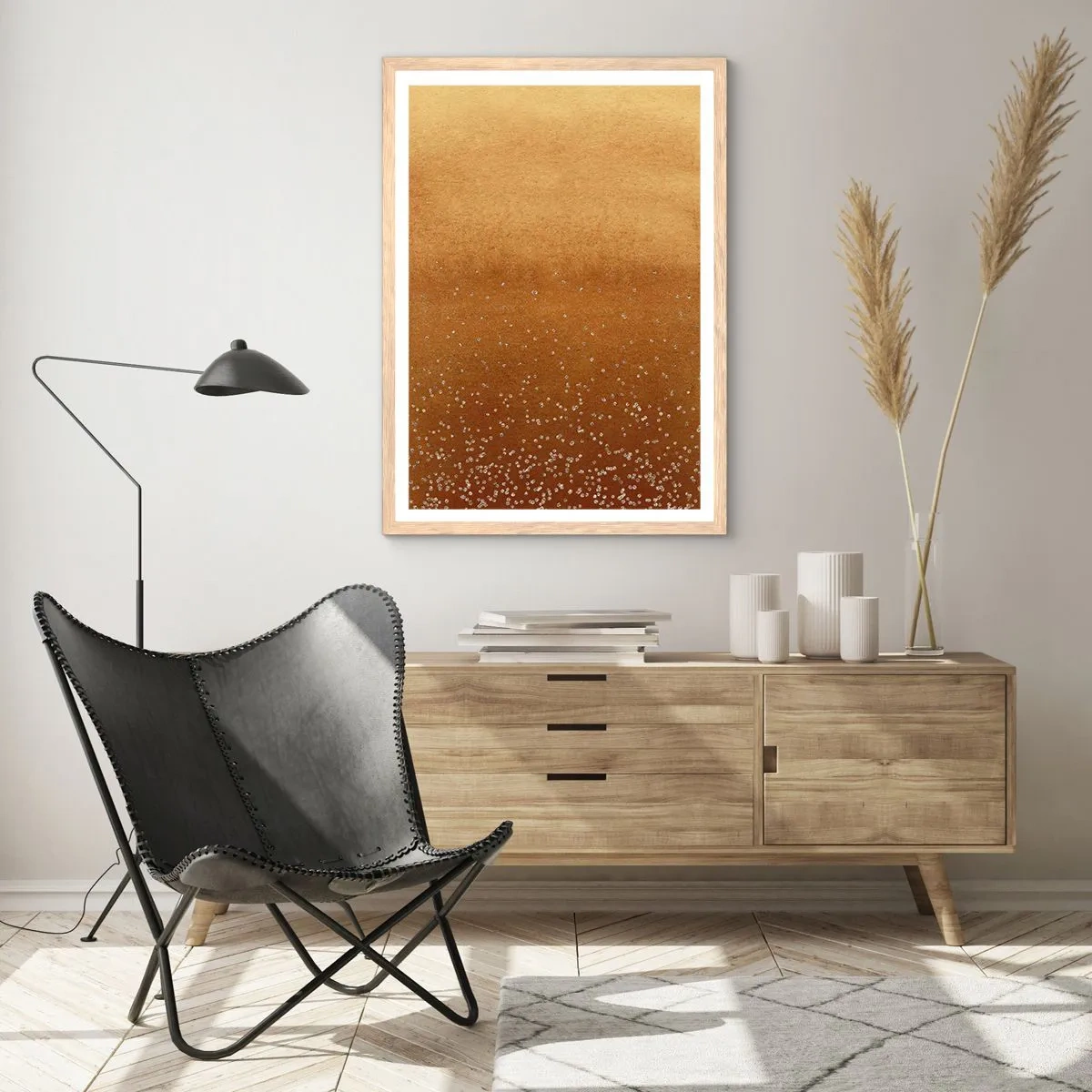 Plagát v ráme zo svetlého duba - Zrodenie svetla - 50x70 cm