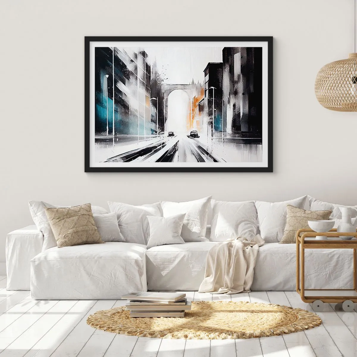 Plagát v čiernom ráme - Štúdia mesta: architektúra a pohyb - 70x50 cm