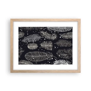 Plagát v ráme zo svetlého duba - Čipka s perím - 40x30 cm