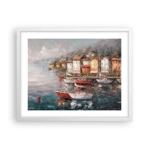 Plagát v bielom ráme - Romantický prístav - 50x40 cm
