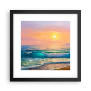 Plagát v čiernom ráme - Tyrkysová pieseň vĺn - 30x30 cm